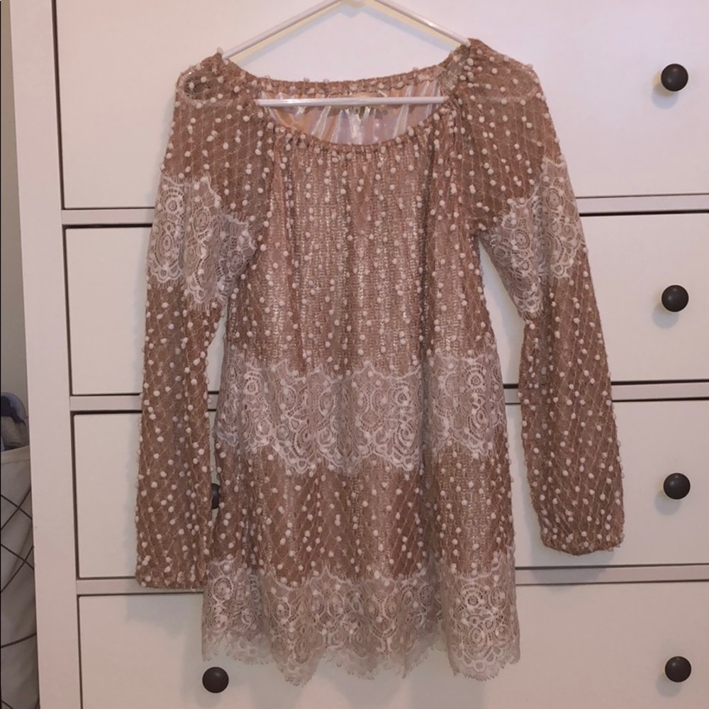 Pom-Pom and lace blouse
